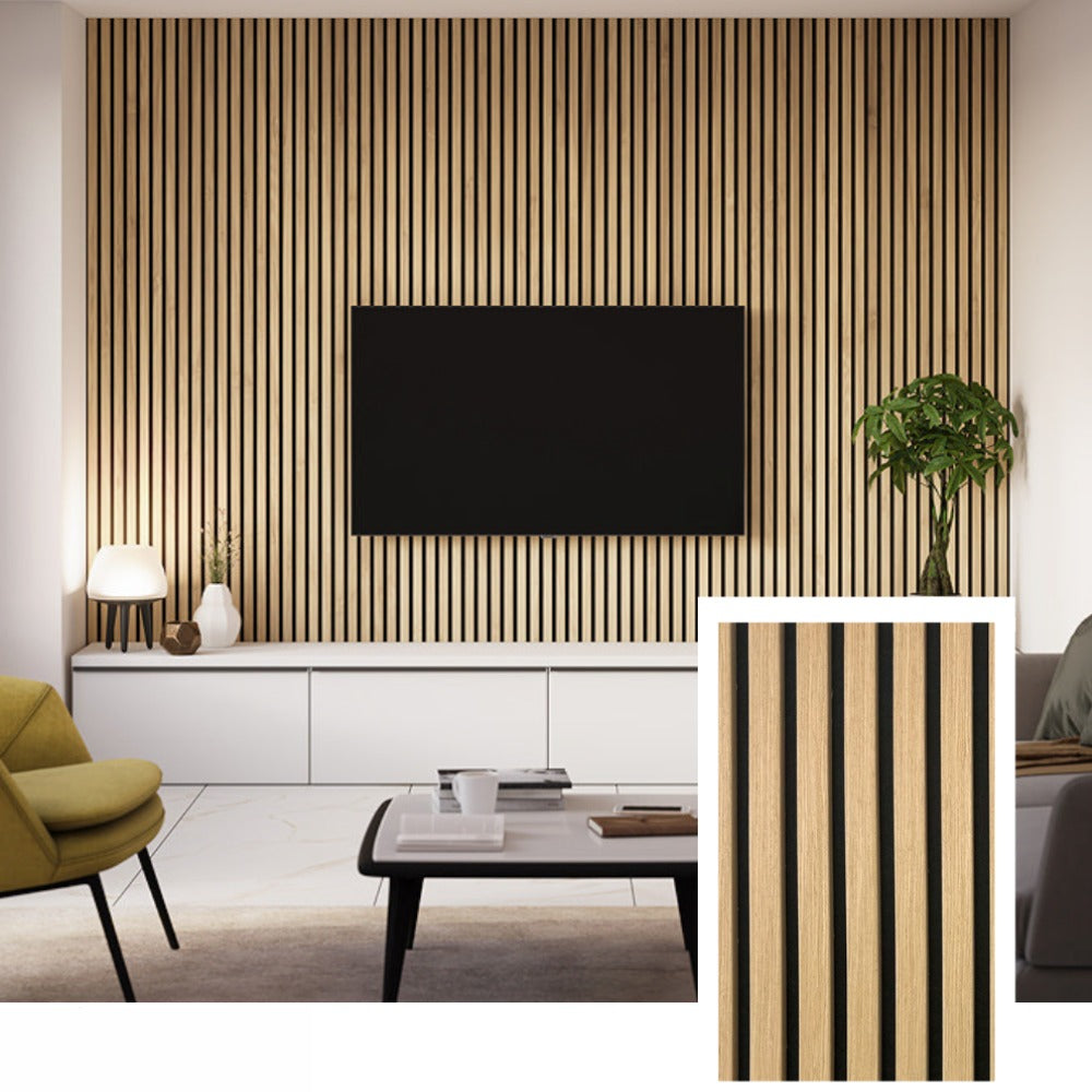 NordAcoust™ Premium Acoustic Slat Panel — Natural Oak (2,7 x 1,10 m)