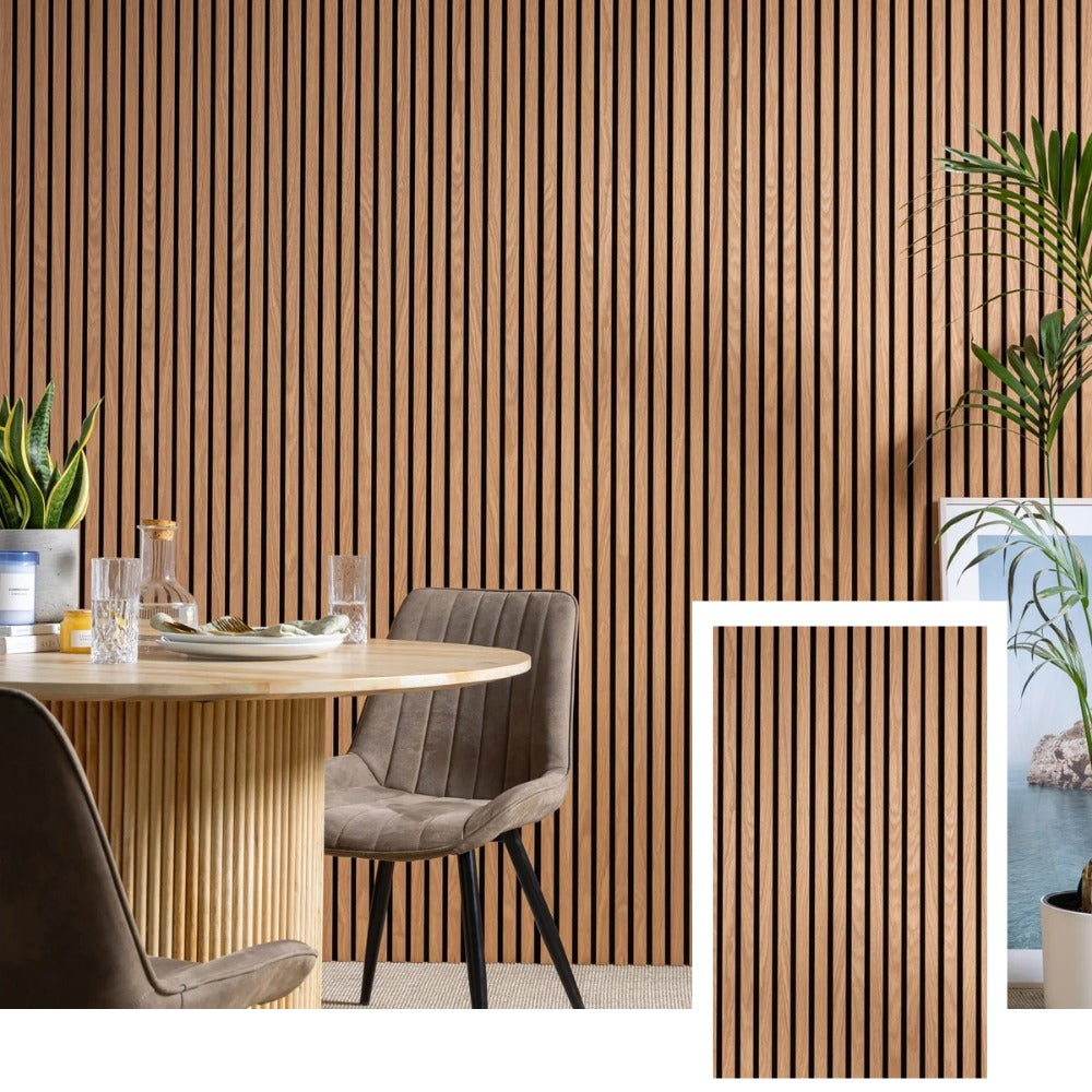 NordAcoust™ Premium Acoustic Slat Panel — Natural Oak (2,7 x 1,10 m)
